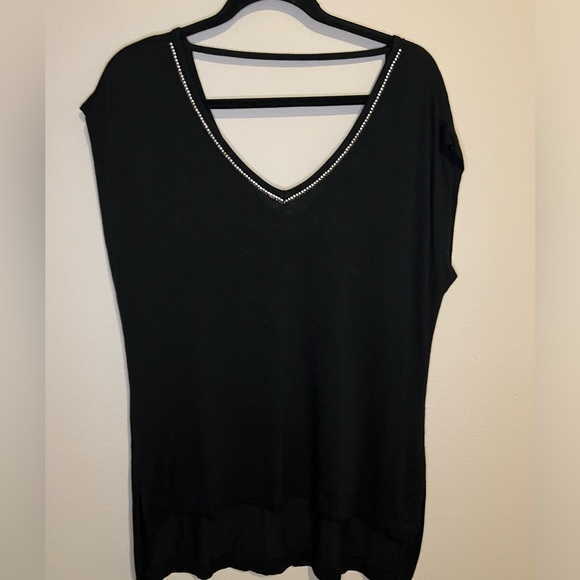 Jennifer Lopez Jeweled V Neck Blouse - Picture 1 of 7